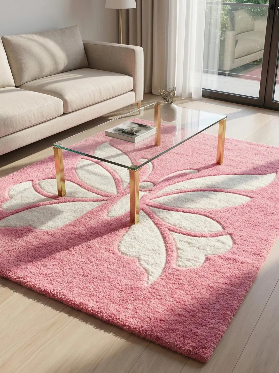 Pink Butterfly Rugs Pink Butterfly Area Rug, Handmade Tufted Girls Room Rug, Cute Floral ...
