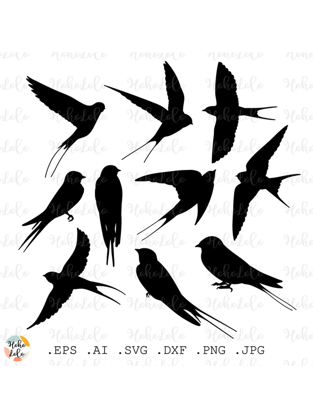 Swallow Svg, Swallow Silhouette, Swallow Stencil Template Dxf, Swallow Cricut, Swallow Clipart Png