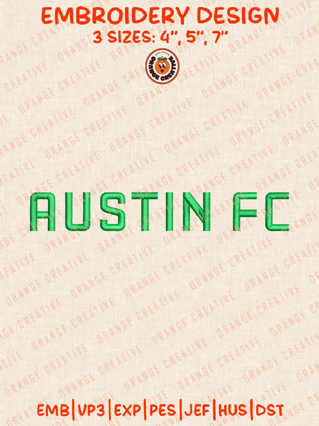 MLS Austin FC Wordmark Logo Embroidery Files, Austin FC Embroidery Designs, League Soccer Machine Embroidery Files, MLS Austin FC Logo Machine Embroidery, 3 sizes, Digital Download