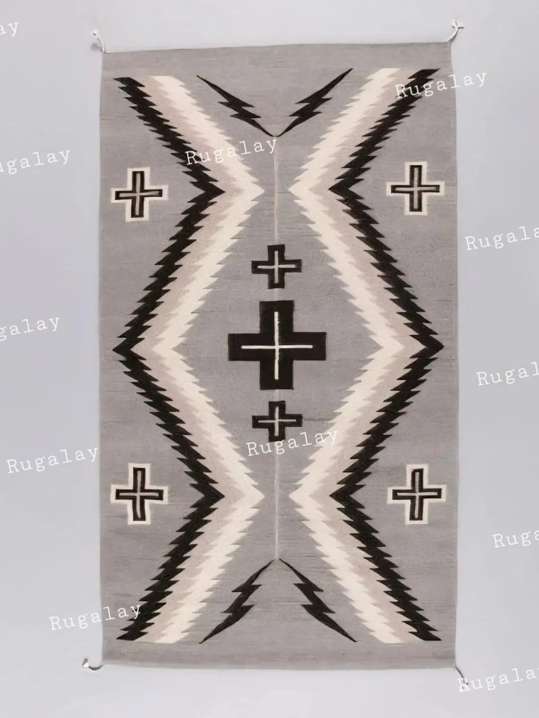 Big Aztec Rug Southwestern Navajo Wool Rug Geometric Aztec Large Grey Navaho Rug 8'x8 ...