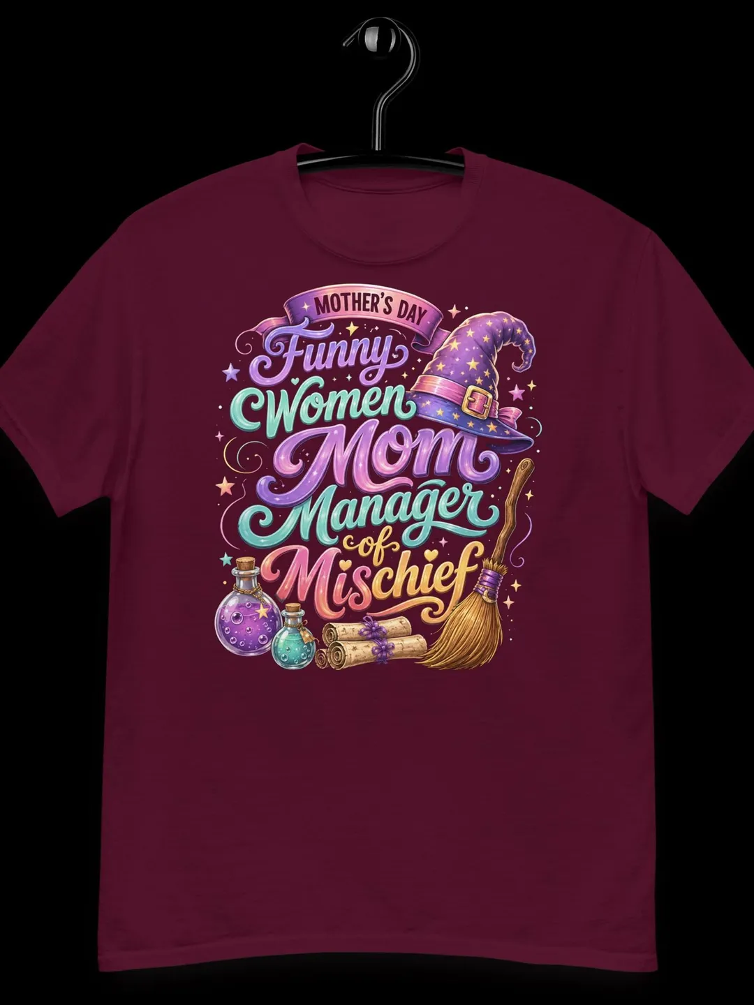 Funny Mom Manager of Mischief Shirt - Retro Whimsical Mother’s Day Gift - Magic Themed Graphic Tee for Women - Witchy Aesthetic T-Shirt