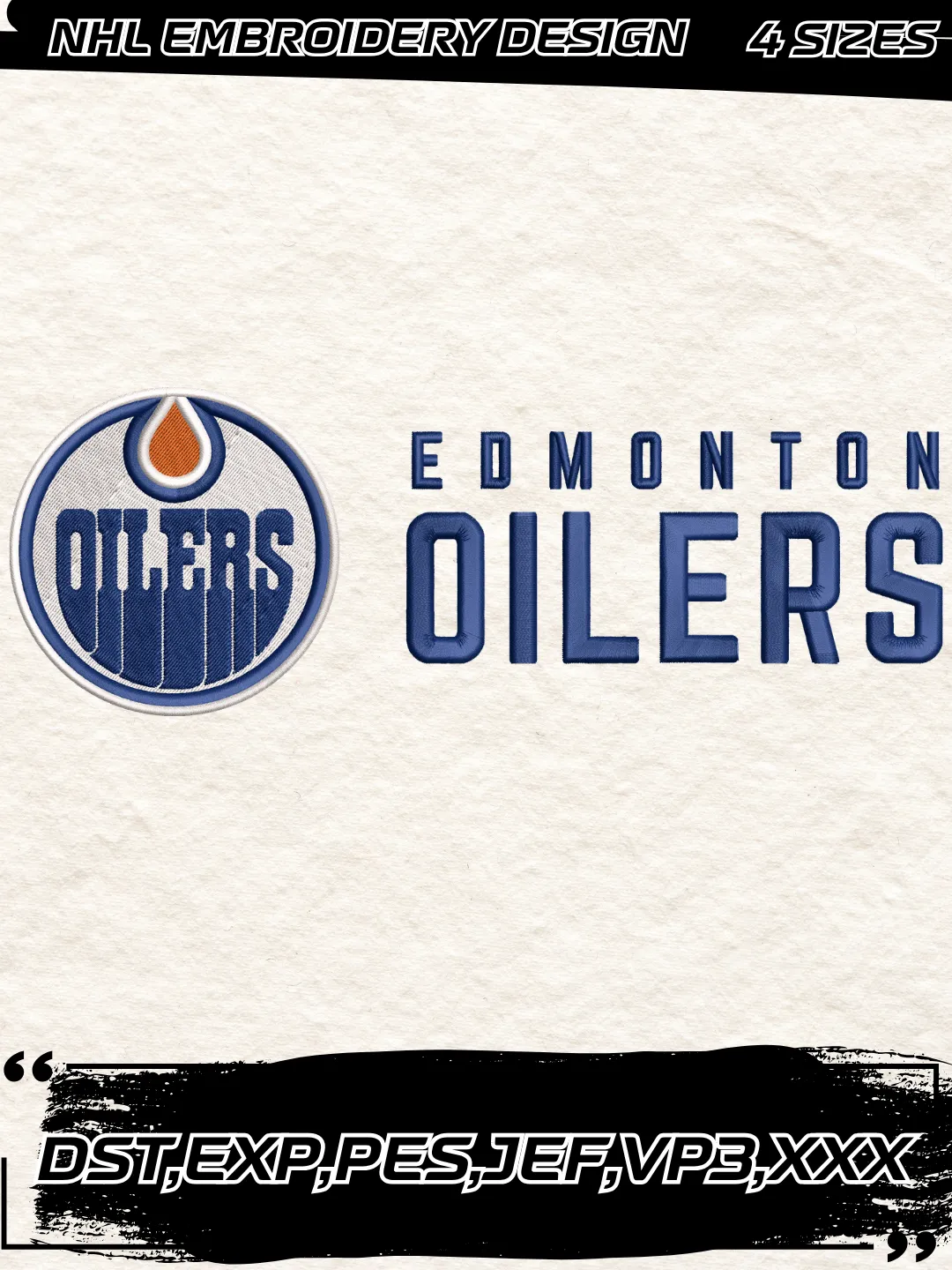 Edmonton Hockey Embroidery Design-Machine Embroidery File