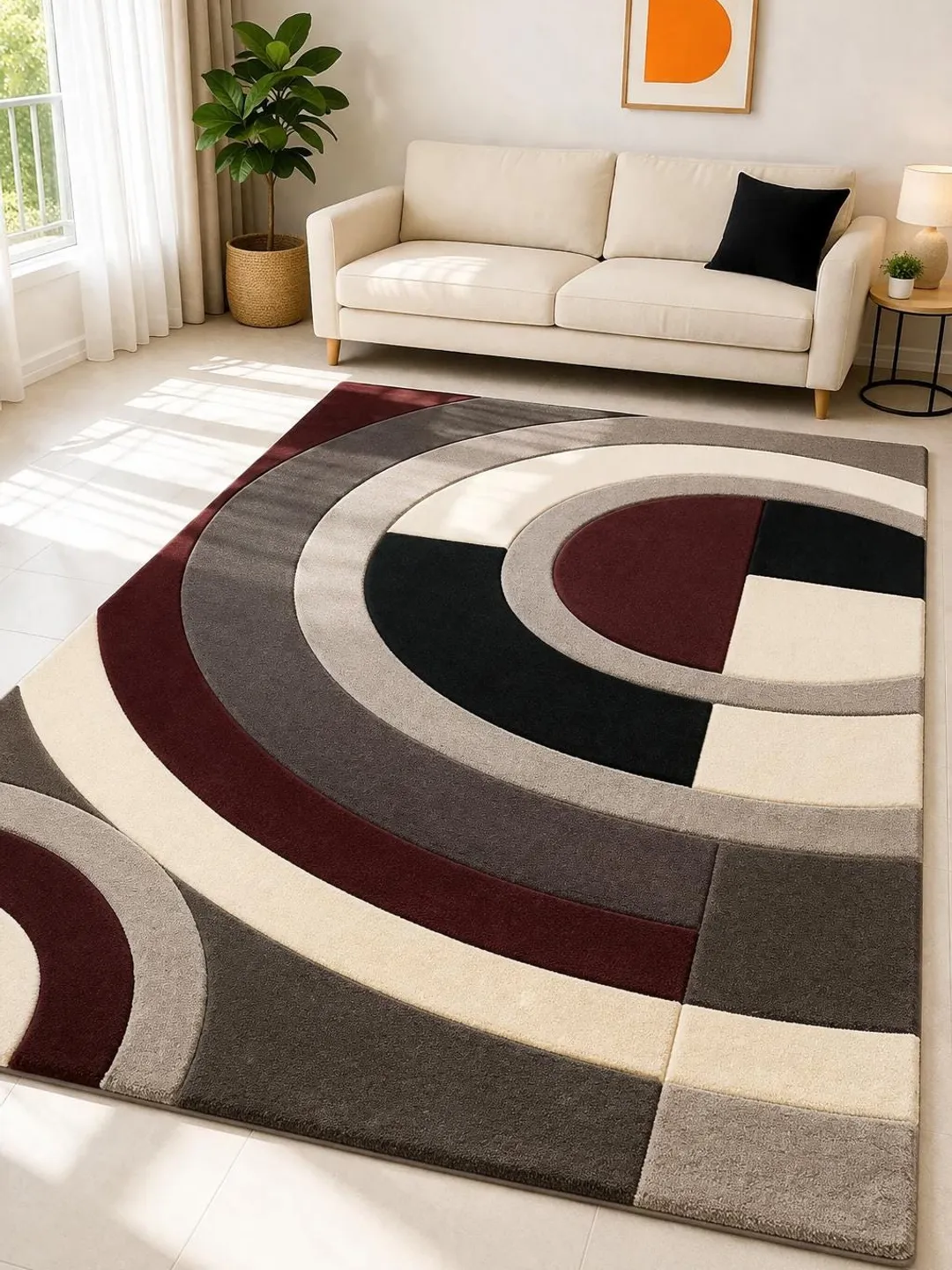 Abstract Pattern Rug Uk Cream Modern Rug ,abstract pattern Rug in beige and cream colour