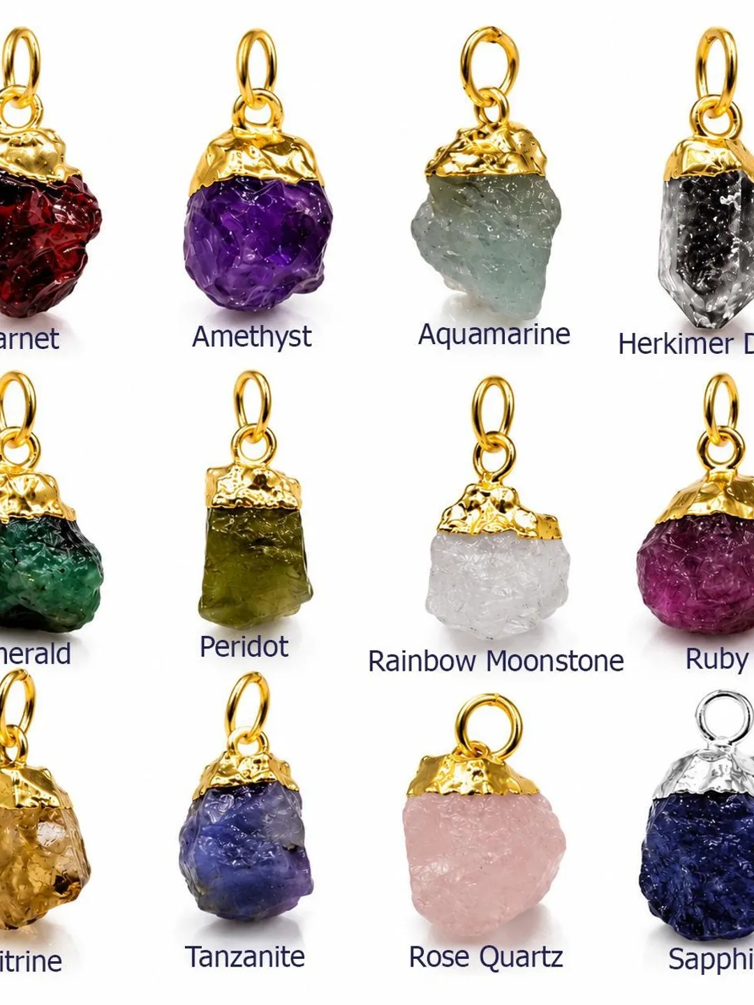 Birthstone Necklace - Handmade Jewelry, Gemstone Necklace, Natural Gemstone, Raw Gemstone, Birthstone Jewelry, Emerald, Sapphire, Ruby