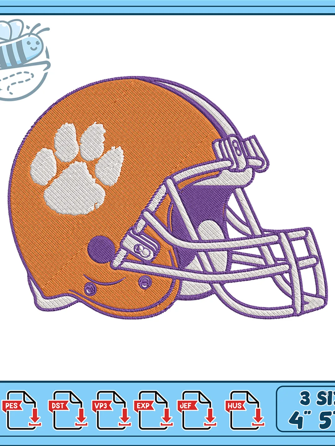 clemson football helmet paws Clemson Tigers Football Helmet Embroidery Design, Paw Print Helmet Machine  Embroidery File, College Football Embroidery Pattern