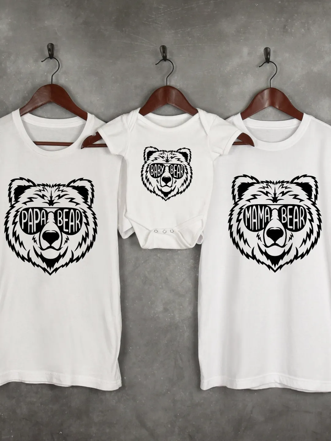 Matching Bear Family Shirts: Baby, Mom & Dad - Soft Cotton Tees