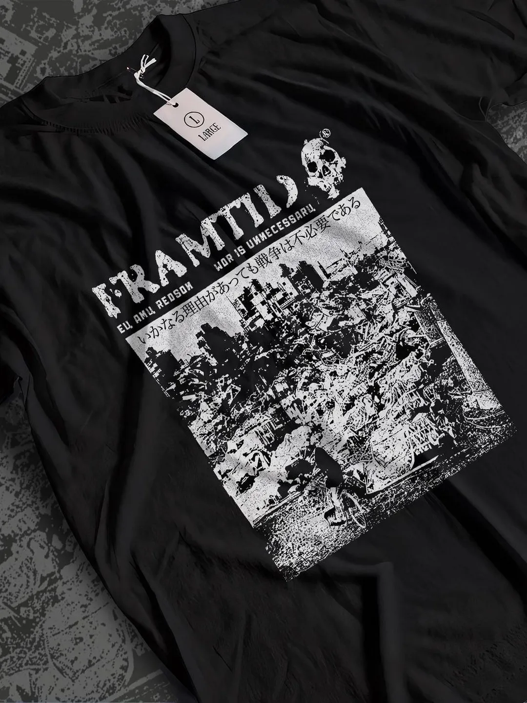 Crust Punk Cotton Tee, Anti-War Design, Osaka Scene (Unisex)