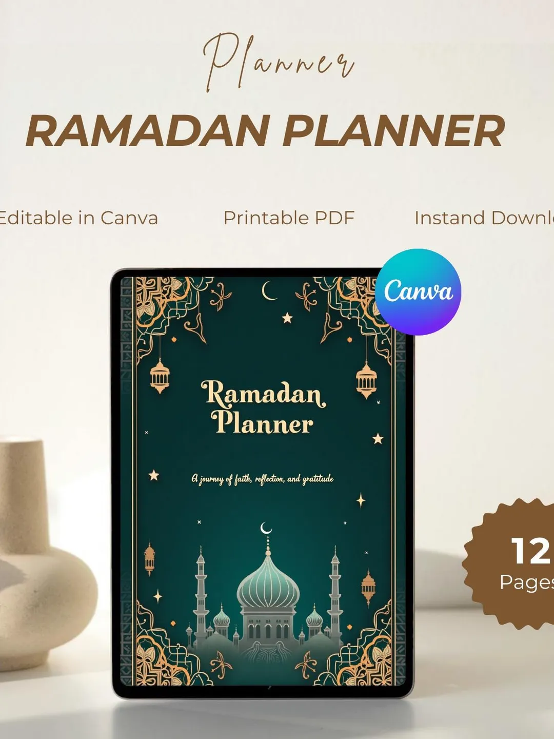 2026 Ramadan Planner: Editable Canva Checklist & Journal (PDF Download)