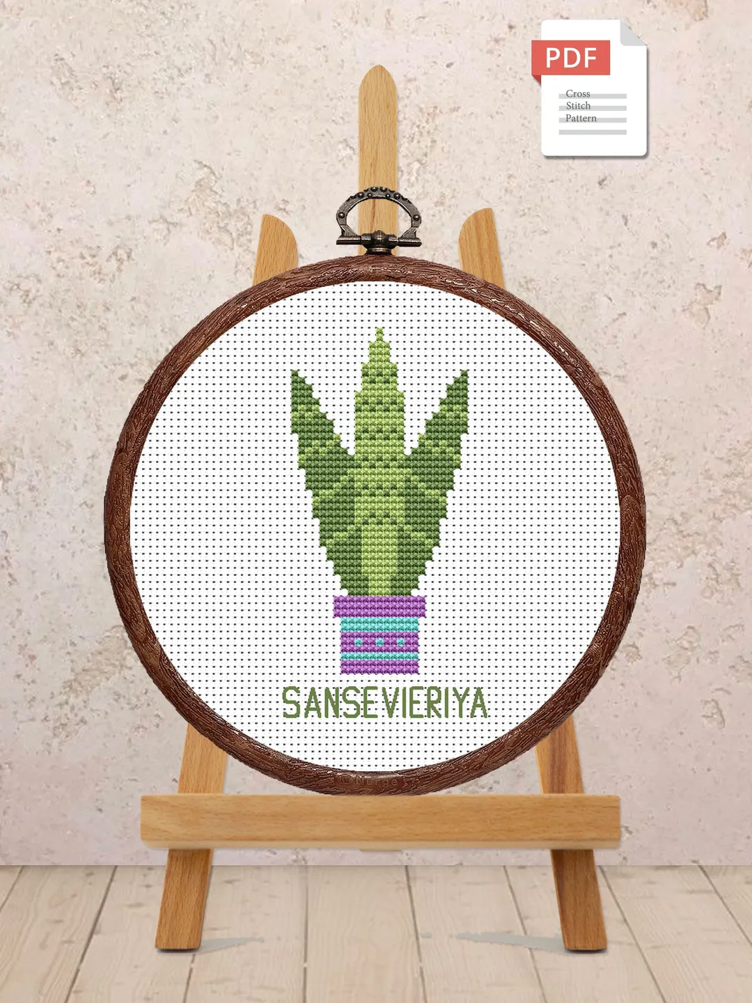 Sansevieriya Cross Stitch Pattern, Flower Cross Stitch Pattern, Embroidery Sansevieriya, Flower xStitch, Potted Flowers Cross Stitch #flw007