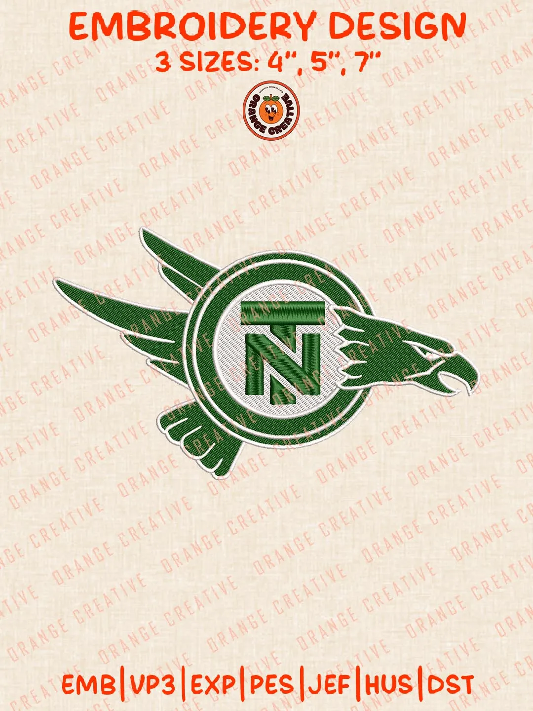Ncaa North Texas Mean Green Logos Embroidery Design Files, NCAA Logos Embroidery Designs, NCAA Machine Embroidery Files, 3 Sizes, Custom Sizes, Instant Download