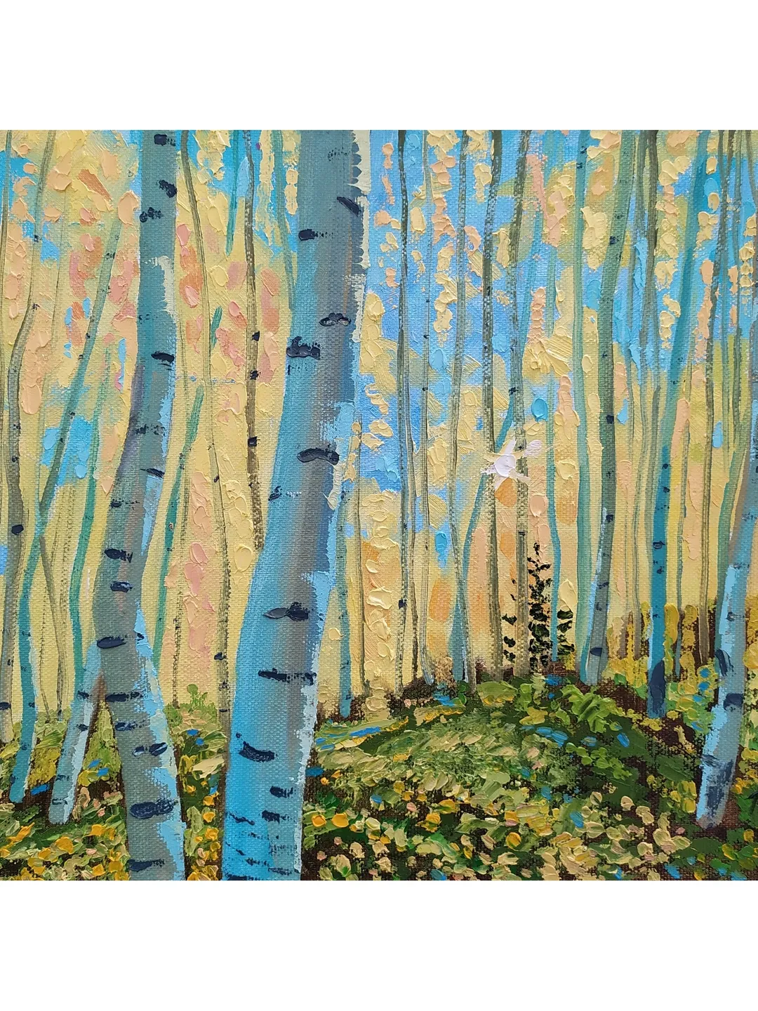 Birch Tree Painting Fall original art Autumn wall art Aspen