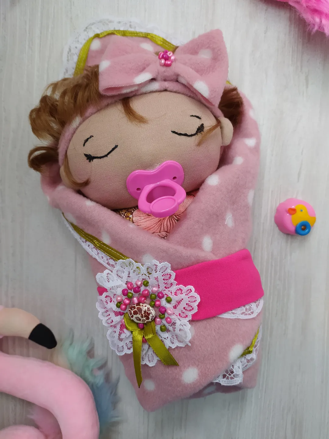 doll with pacifier,newborn baby,in a blanket,baby doll,role-playing doll,newborn girl,sleeping baby,child of god,rag doll gift