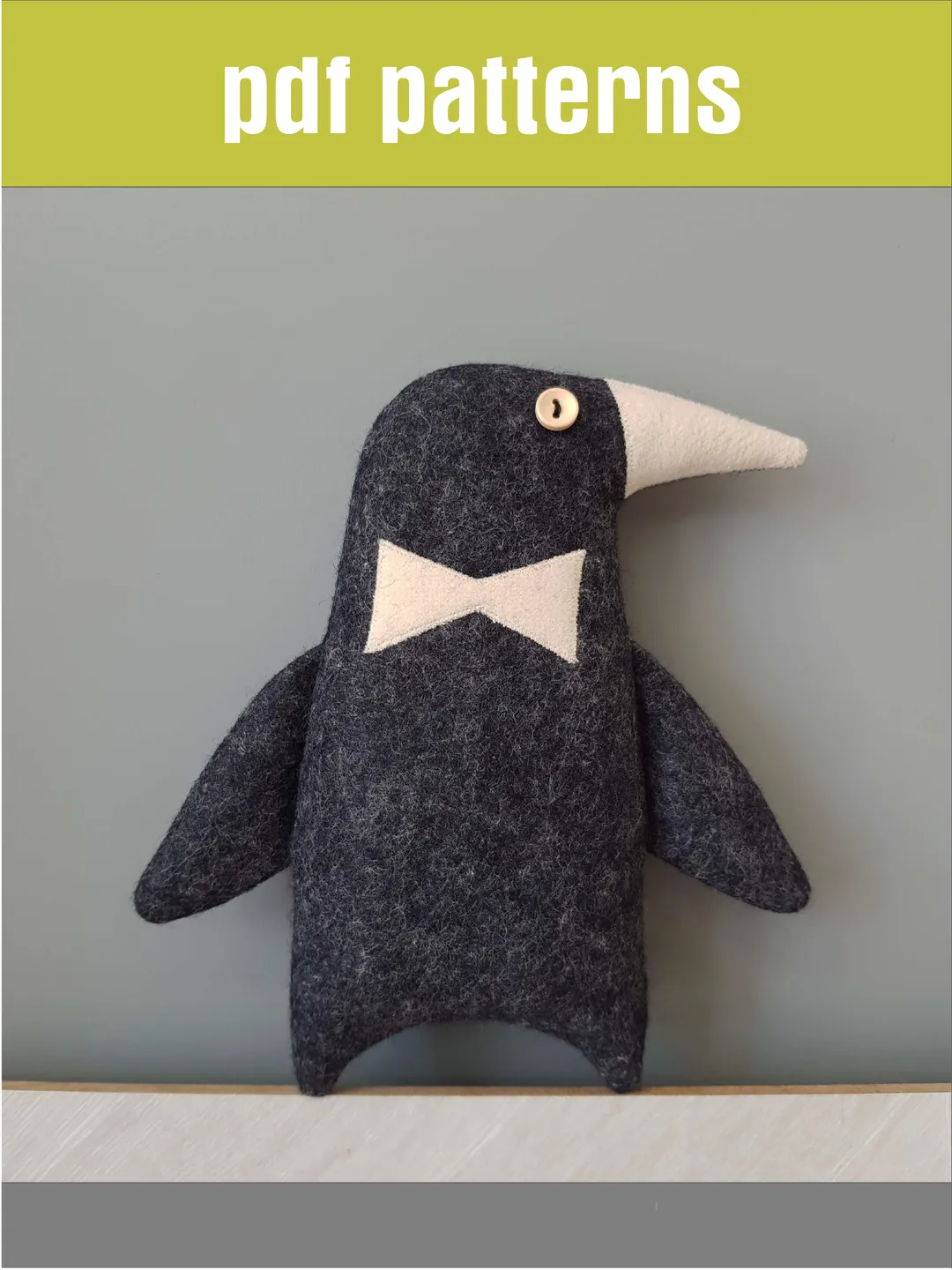 Stuffed Penguin sewing Pattern PDF , digital tutorial in English. Felt Craft. Stuffed Animal DIY. Felt Doll sewing Pattern