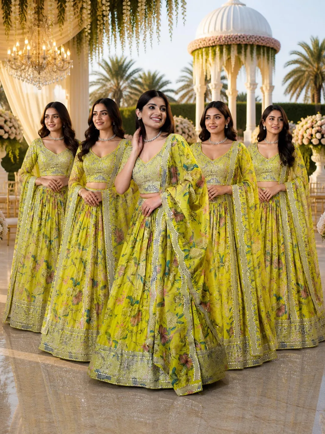 Yellow Ready To Wear Lehenga Choli: Indian Wedding Wear, Sequins Embroidery