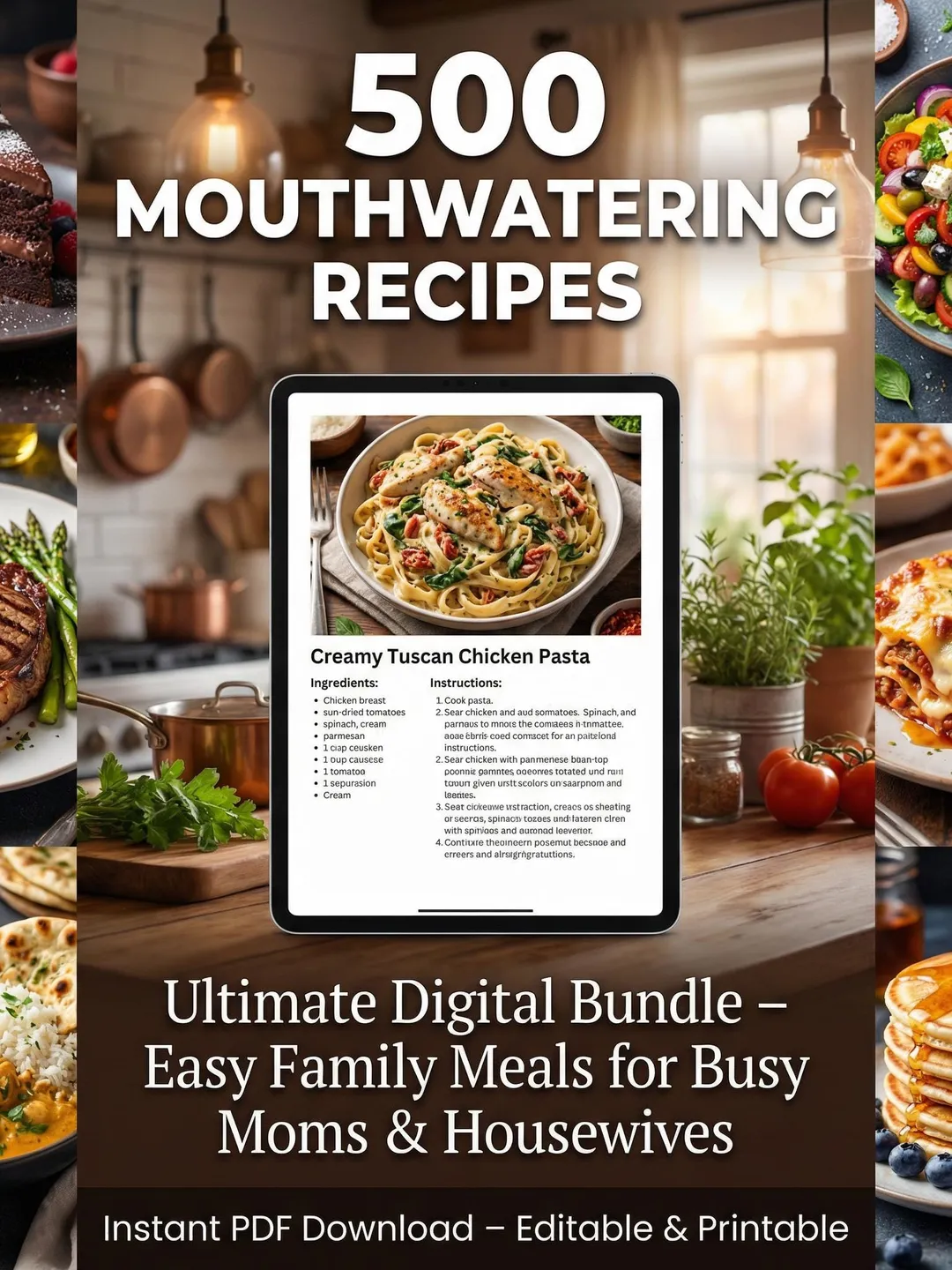 Digital Cookbook Bundle 500 Recipe Ebooks PDF | Meal Planning Easy ...
