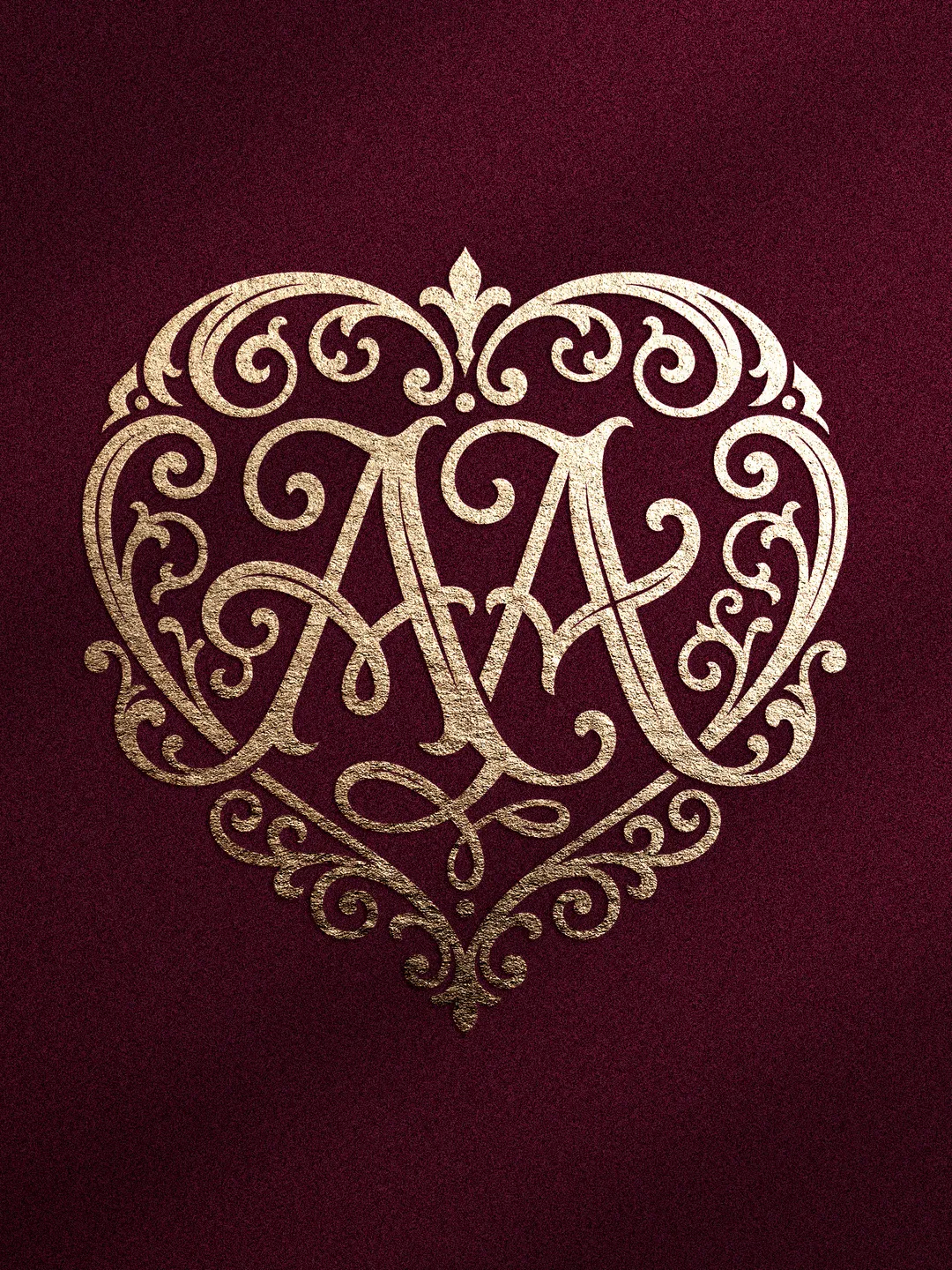 Romantic Wedding Monogram Bundle SVG PNG | Ornate Heart Letter