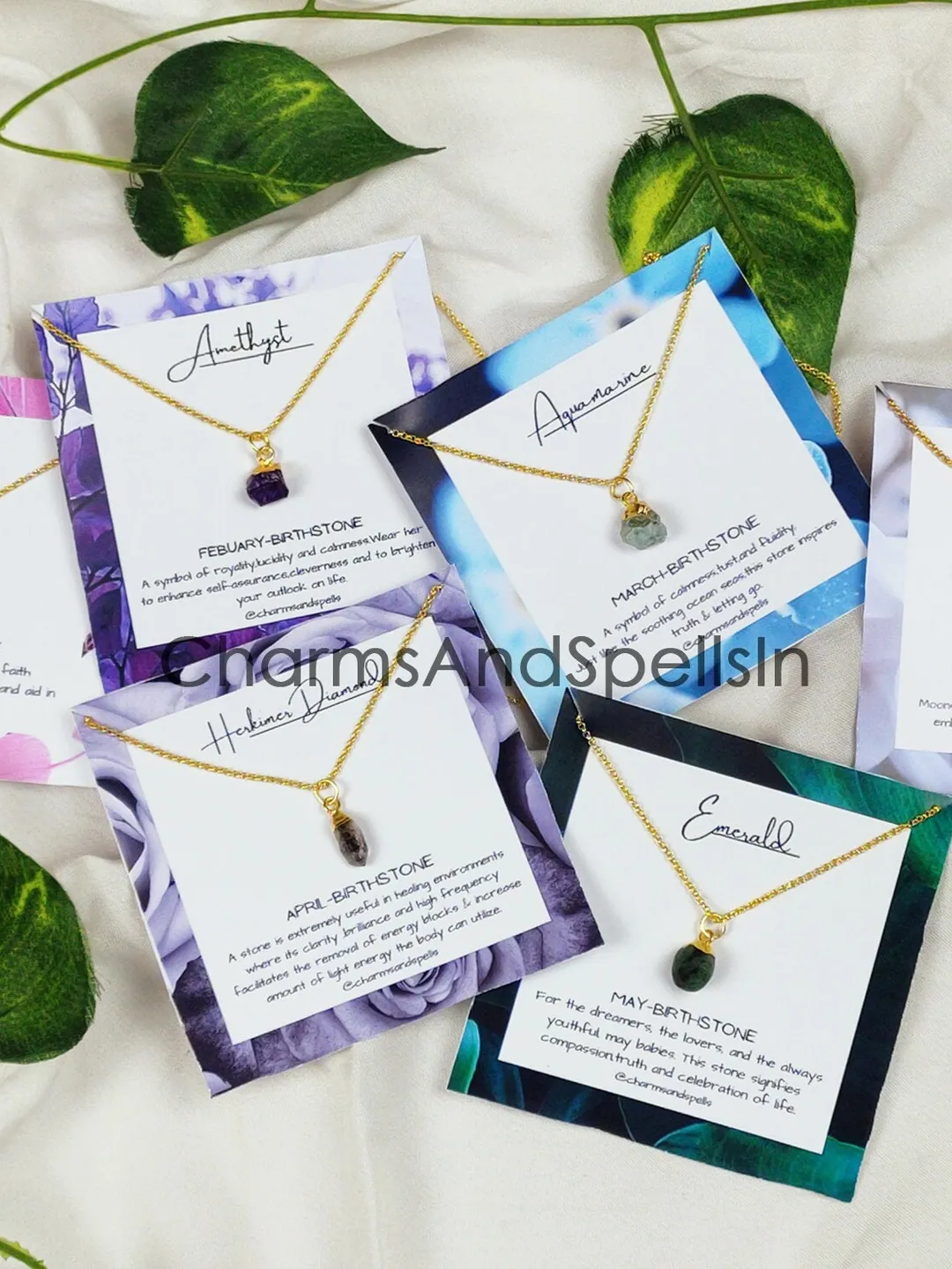 Raw Healing Crystal Necklace, Personalized Necklace, Choose Your Gemstone Jewelry, Garnet, Amethyst, Aquamarine, Herkimer, Emerald,Moonstone