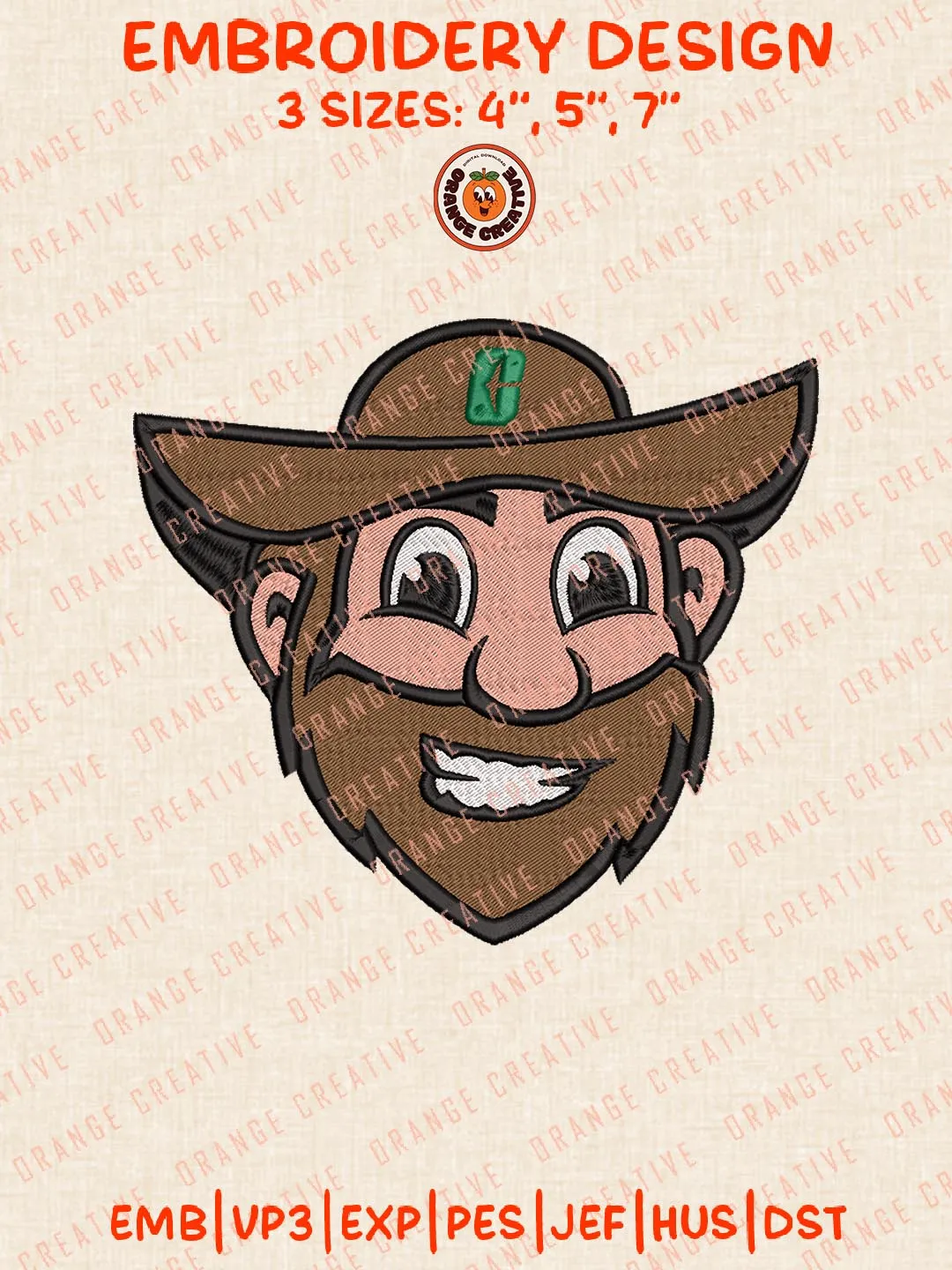 NCAA Charlotte 49ers Head Mascot Logos Embroidery Design Files, NCAA Logos Embroidery Designs, NCAA  Machine Embroidery Files, 3 Sizes, Custom Sizes, Instant Download
