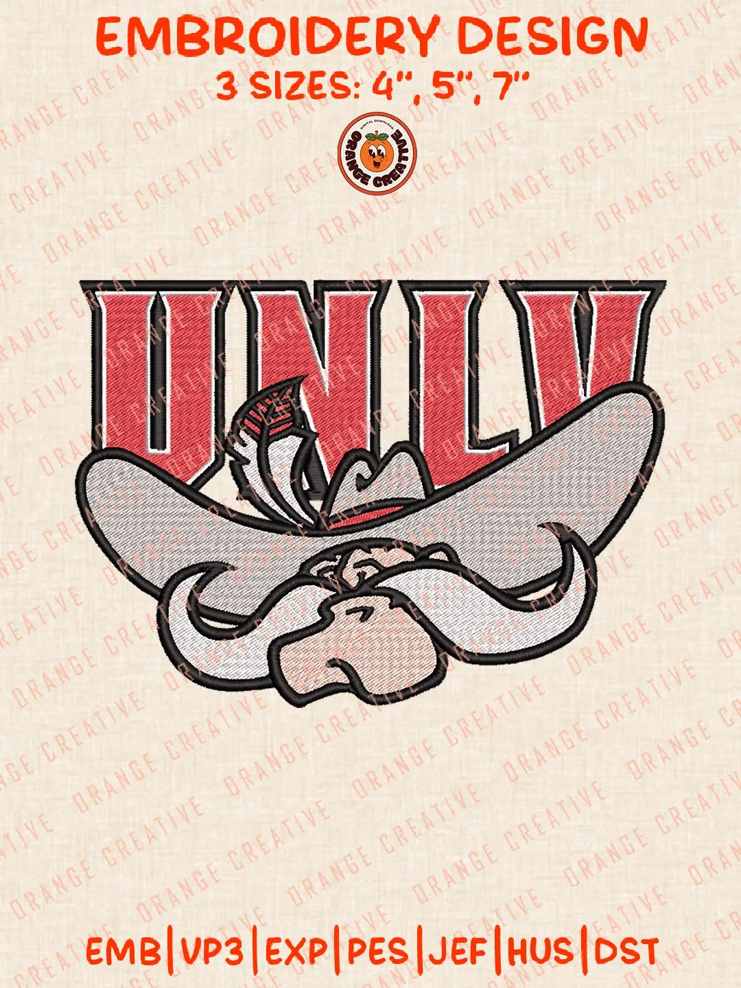 UNLV Rebels Logos Embroidery Design Files, NCAA Logos Embroidery Designs, NCAA Machine Embroidery Files, 3 Sizes, Custom Sizes, Instant Download