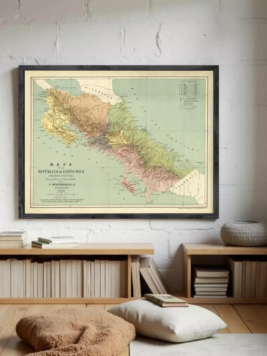 Vintage Costa Rica Map Print | 1889 Wall Art