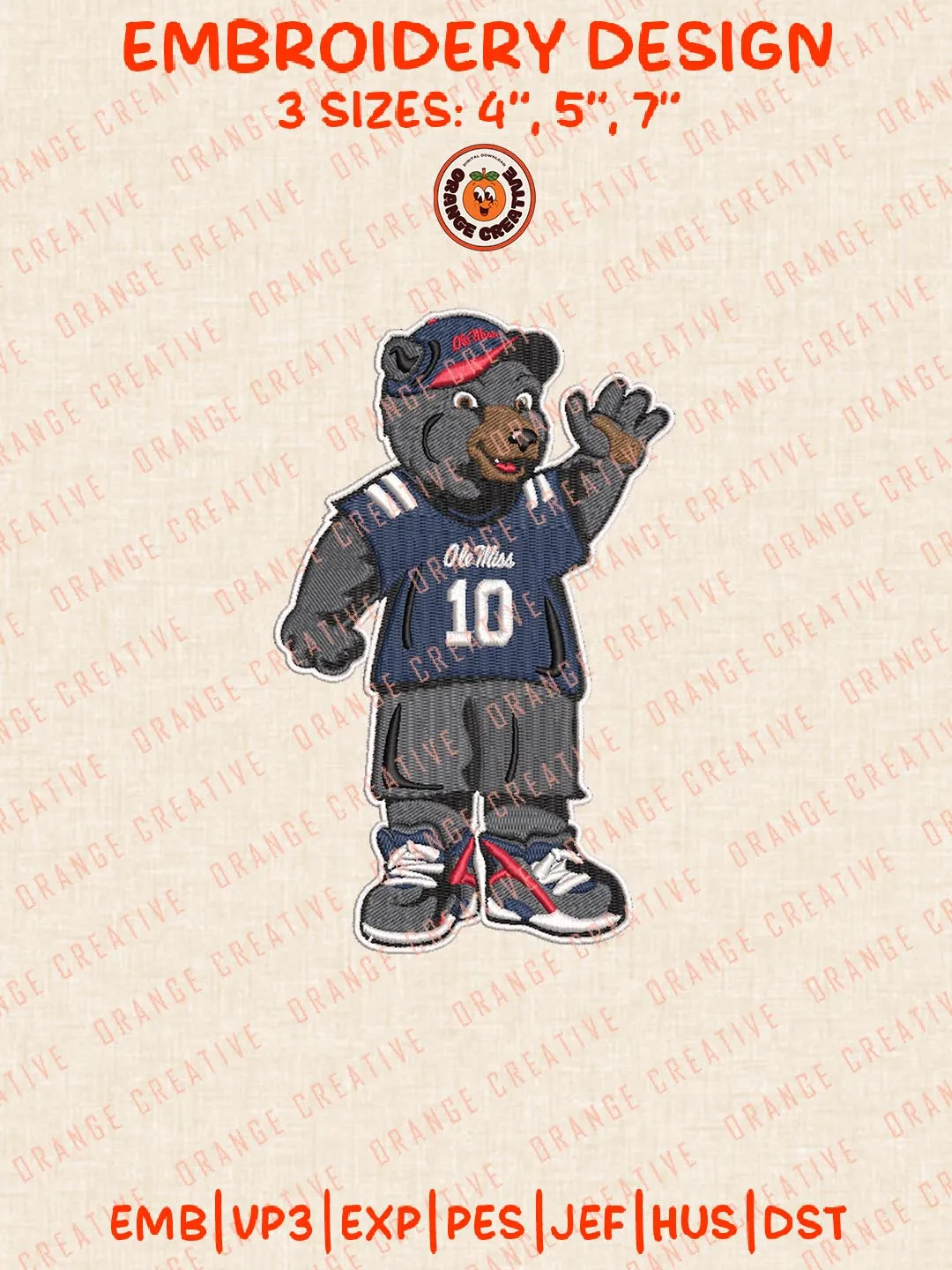 Ole Miss Rebels Mascot Logo Embroidery Design, NCAA Team Embroidery Design, Machine Embroidery Design File, 4 Sizes, Custom Size, Digital Download