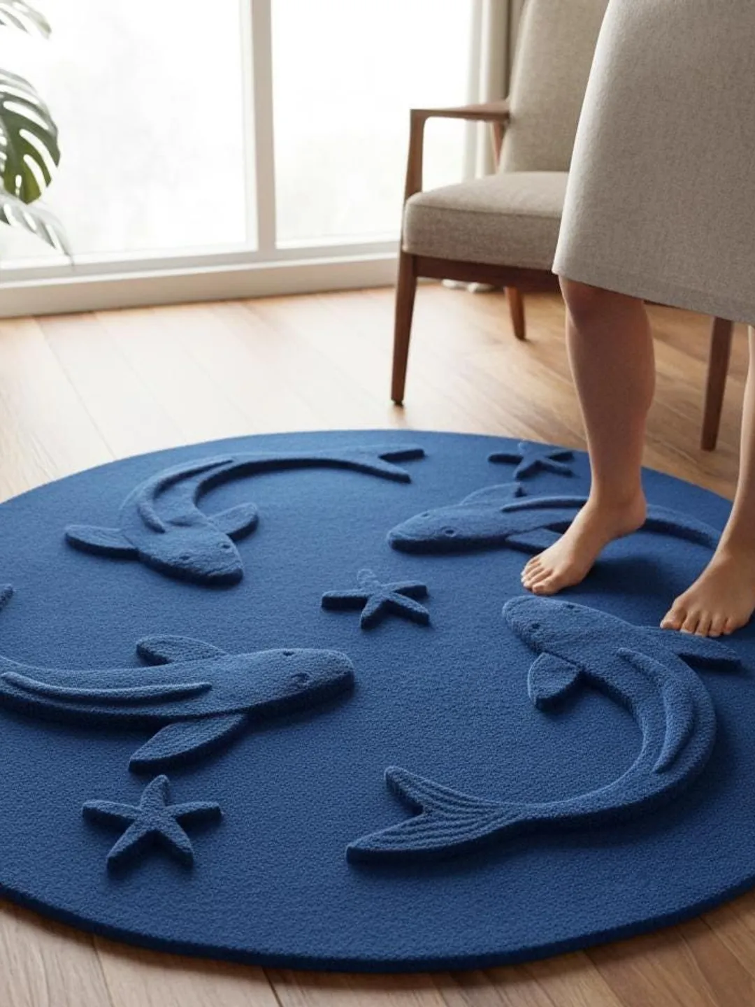 Ocean Dolphin Round Area Rug for Living Room , Bedroom , Nursery & Kid ...