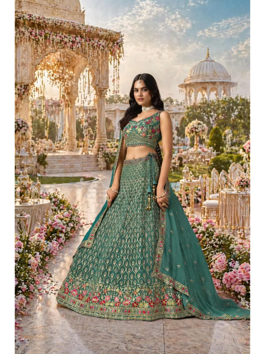 Blue Lehenga Choli For Women: Indian Wedding Wear, Embroidery & Sequins Ready To Wear