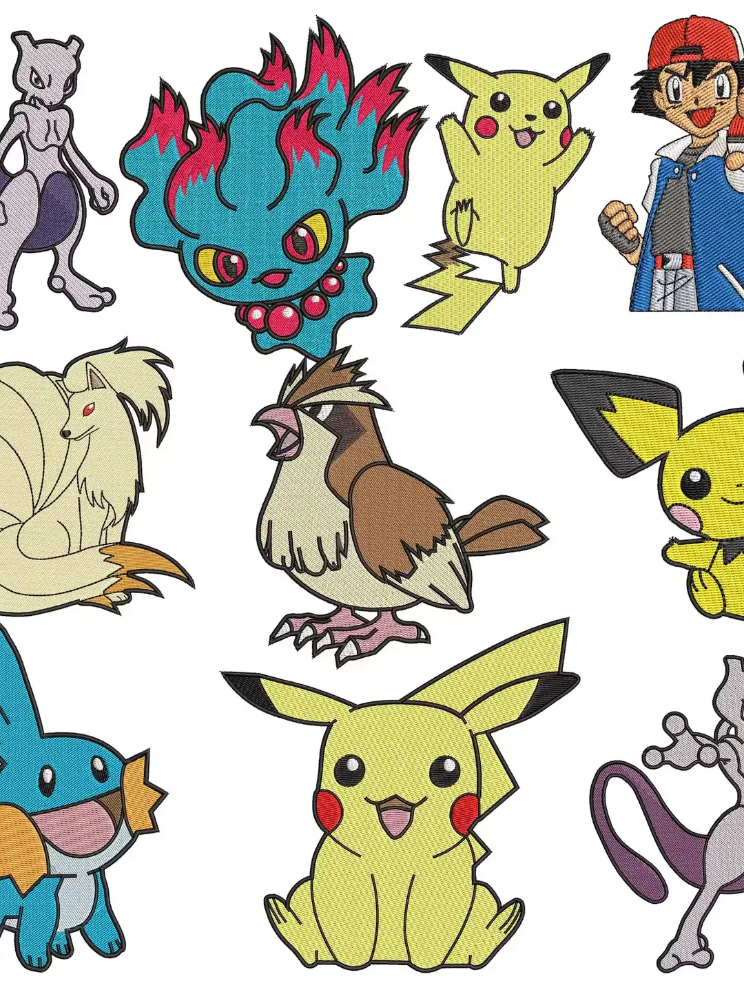 Pokemon Pattern Esign 100 POKEMON EMBROIDERY DESIGNS Customize, Best Seller Bundle, Pikachu ...