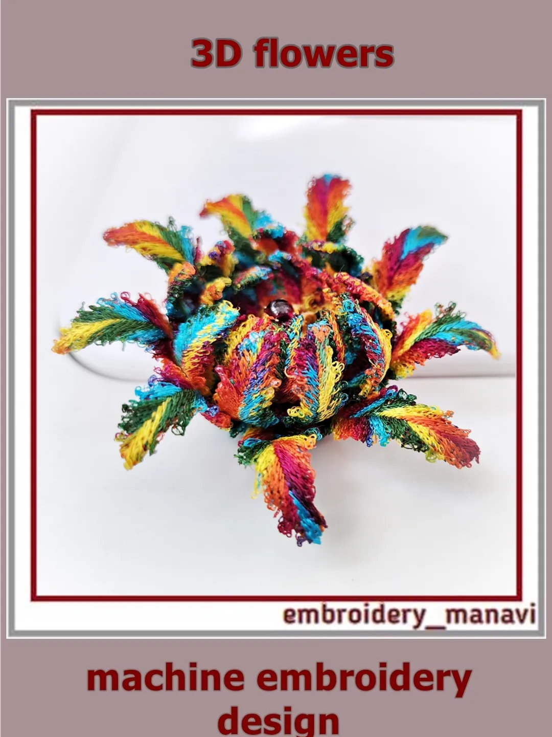 Embroidery FSL (Free Standing Lace) In The Hoop fringed flowers designs set from Embroidery Manavi 05