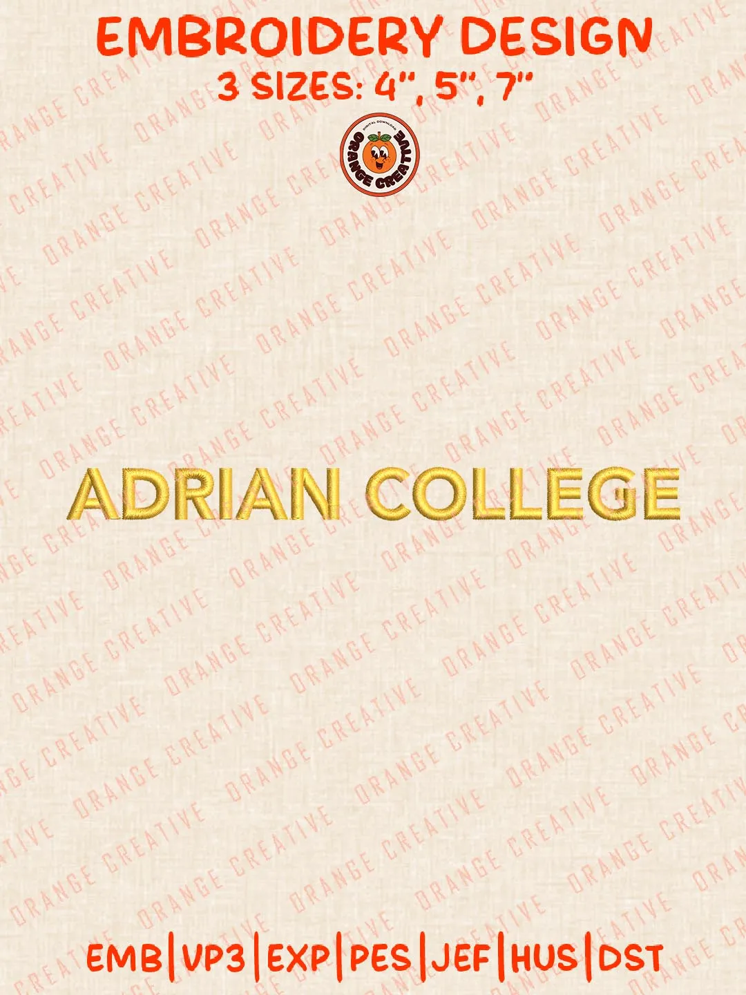 NCAA Adrian College Text Logo Embroidery Files, Sport Embroidery Designs, NCAA Adrian Bulldogs Embroidery, College Team Designs, Digital Download