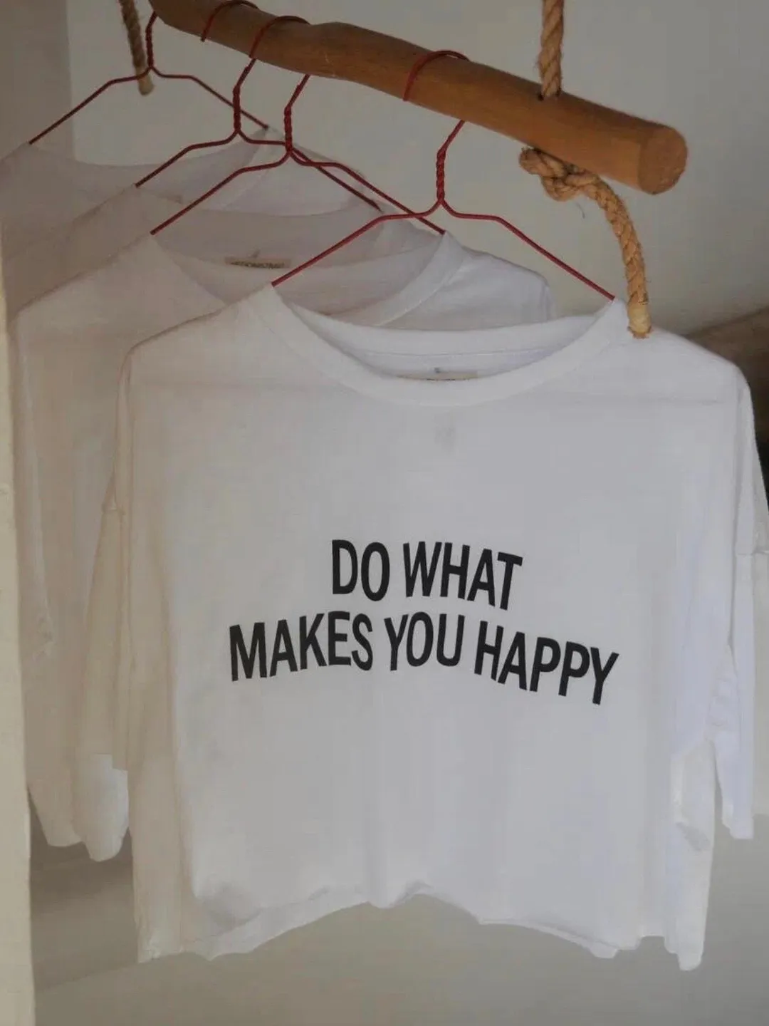 White Cotton Crop Top Tee | Women T-Shirt Do What Makes You Happy | Every Day Wear | Statement Tee | Gift For Her | Hadmade Clothing