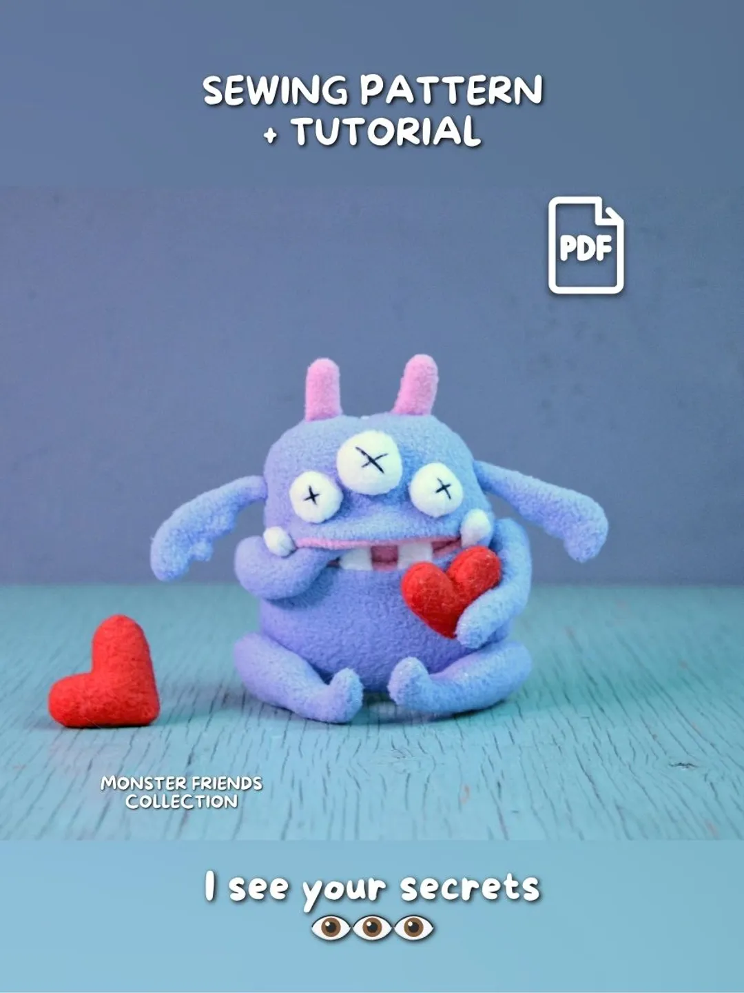 Zygocactus Monster Plush Sewing Pattern with Secret Mouth Pocket PDF