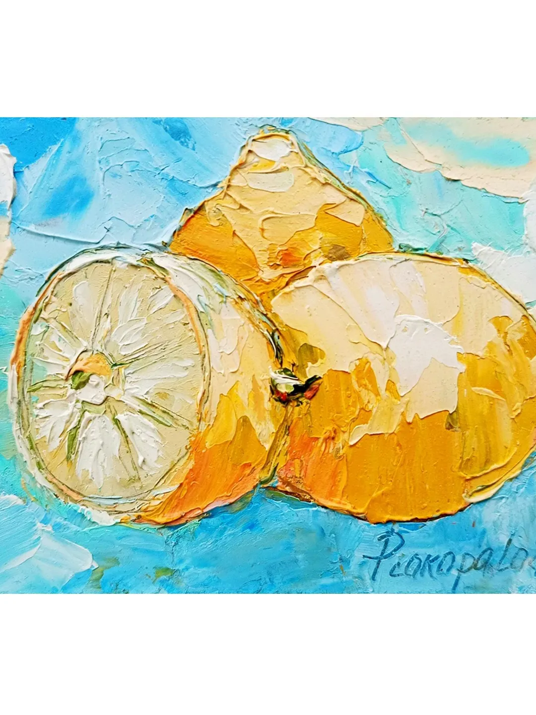 Lemon Painting Fruit Original Art Impasto Painting 6x4 Still Life Wall Art Small Painting Citrus Artwork Gifs by ArtProkopaloSv