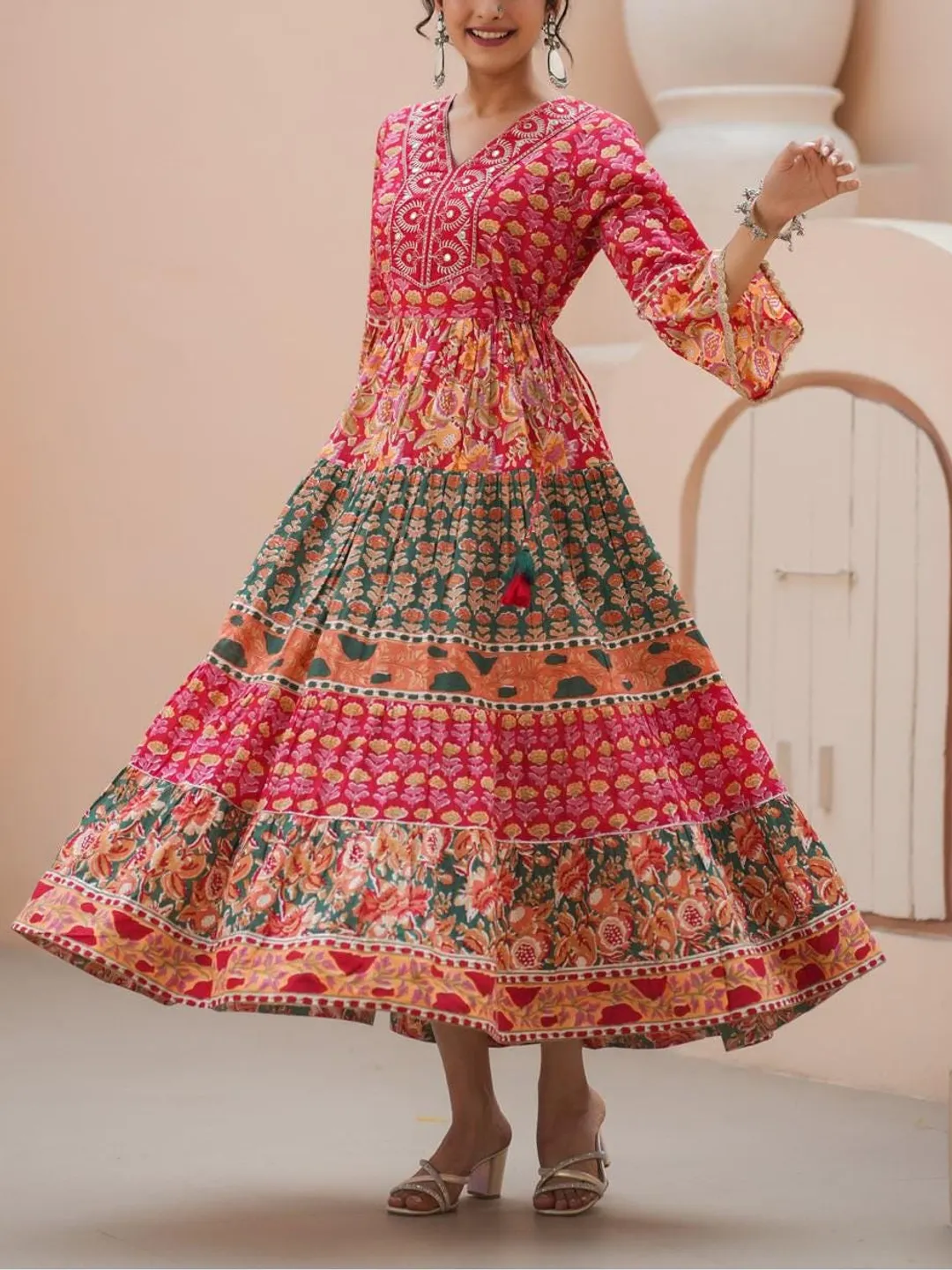 indian cotton boho dresses 70s Ritu Kumar Indian Cotton Dress