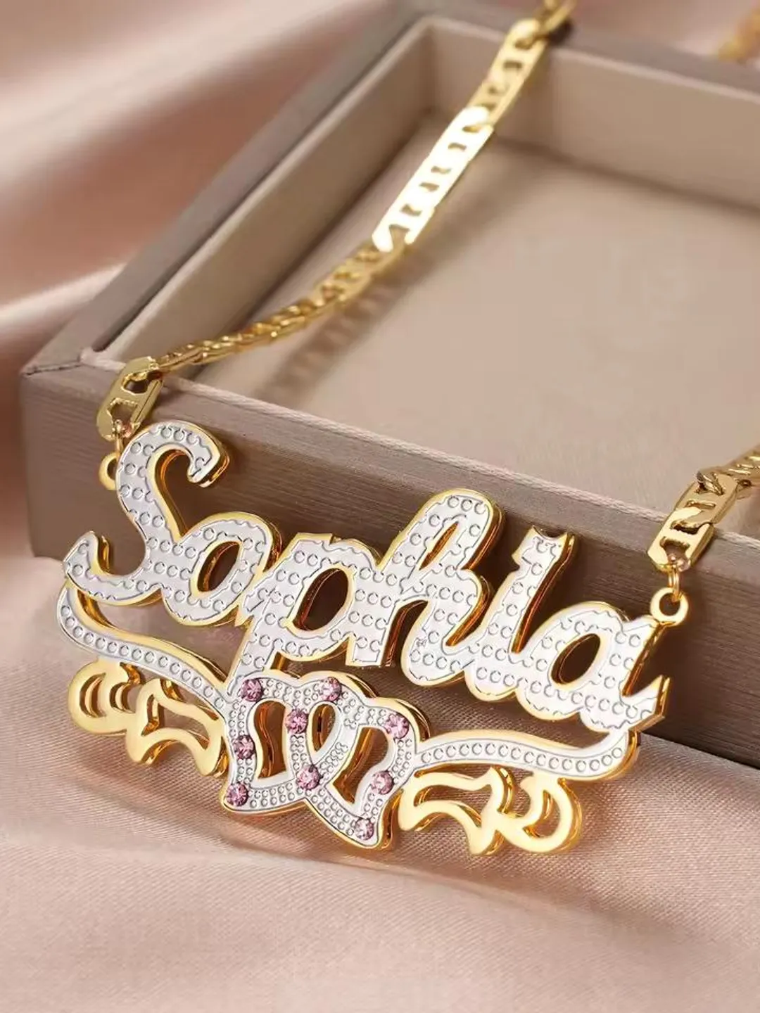 Name Engraved Chain Personalized Multiple Kids Names Bar Necklace for Mom Horizontal Bar 3D ...