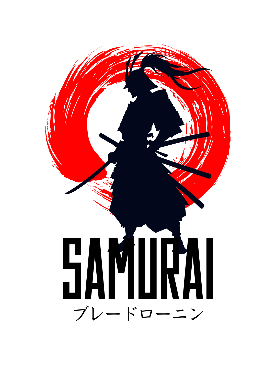 T-Shirt Design Typographic, Samurai Anime