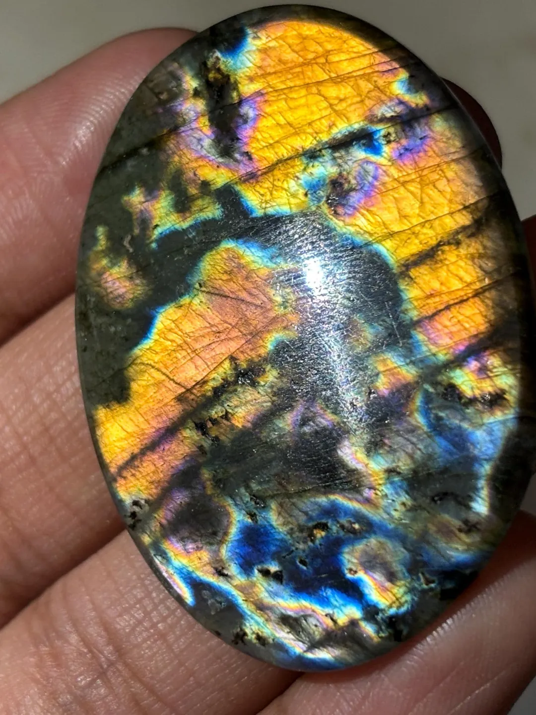 Labradorite Spectrolite Spectrolite Cab Rare Finish Labradorite Gemstone with Vibrant Play of ...