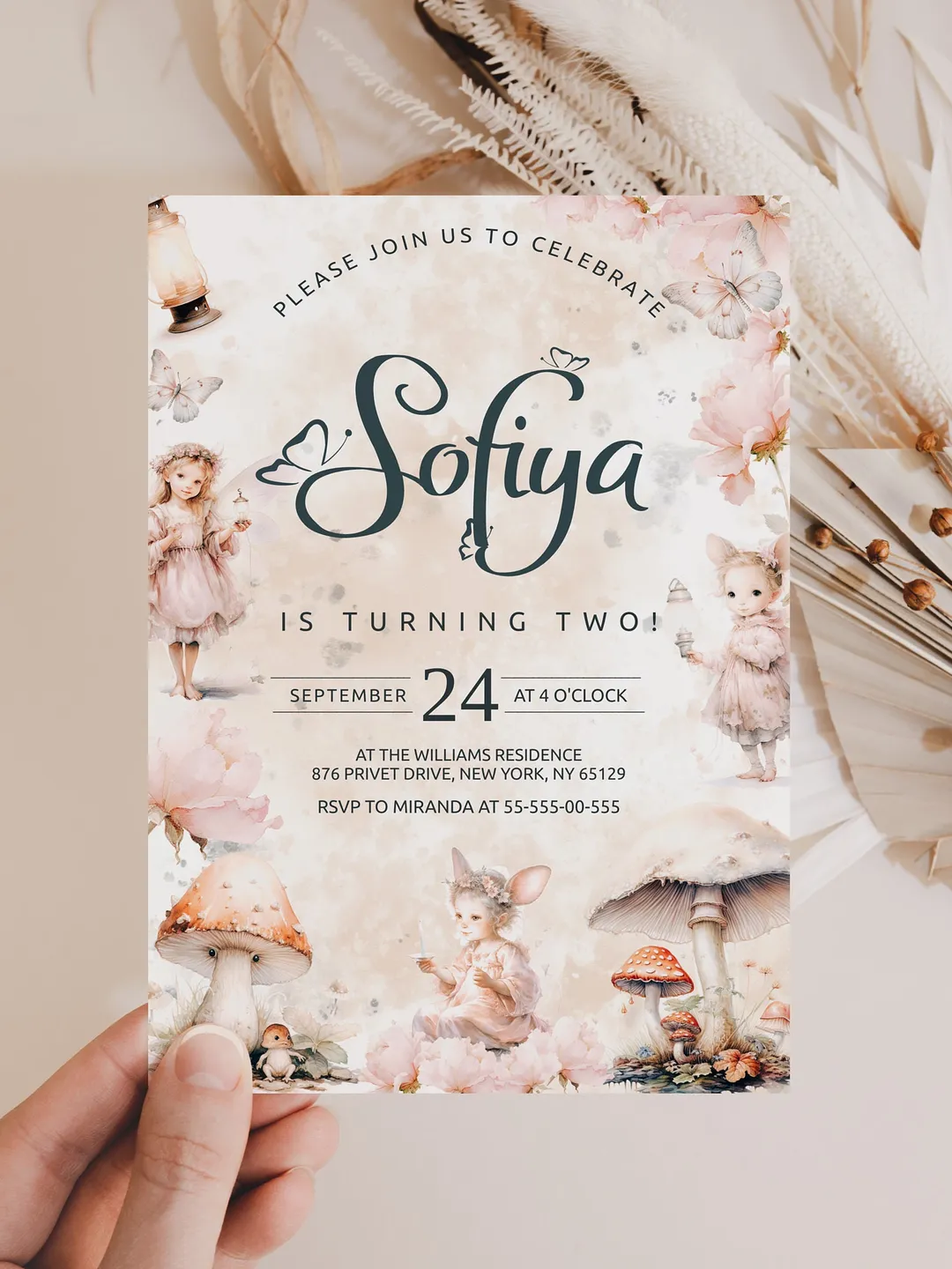 Editable Fairy Birthday Invitation Fairy Floral Birthday Invite Magical Enchanted Fairy 1st Birthday Invite Pixie Fairy Party Magical fa12