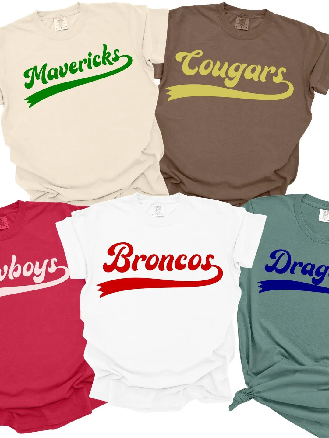 Comfort Colors® Custom School Team Mascot T-Shirt, Personalized Name Gifts For Back To School Logo Tee