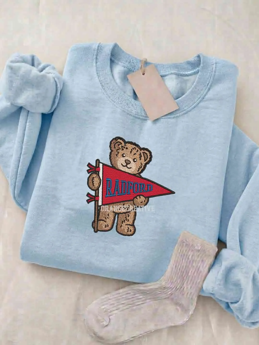 Radford Highlanders Embroidered Sweatshirt, College Embroidered Crewneck, NCAA Radford Team Embroidered Shirt, Teddy Bear Sweatshirt, Gift for Collegue