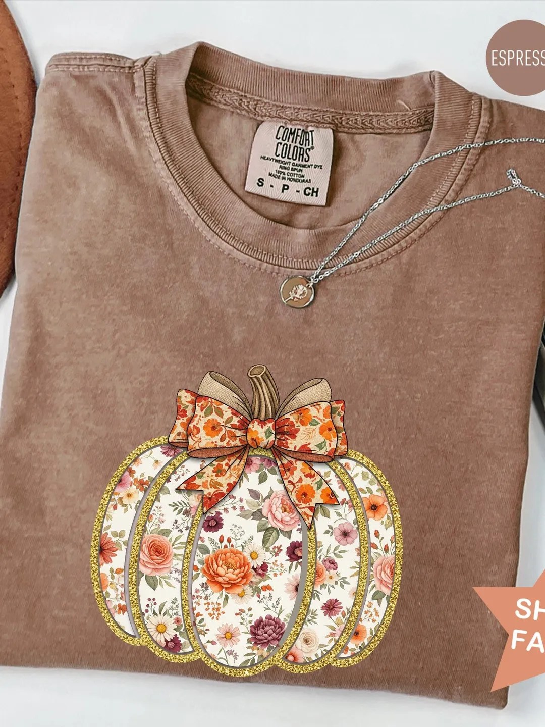 Comfort Colors® Boho Floral Pumpkin Shirt, Unisex