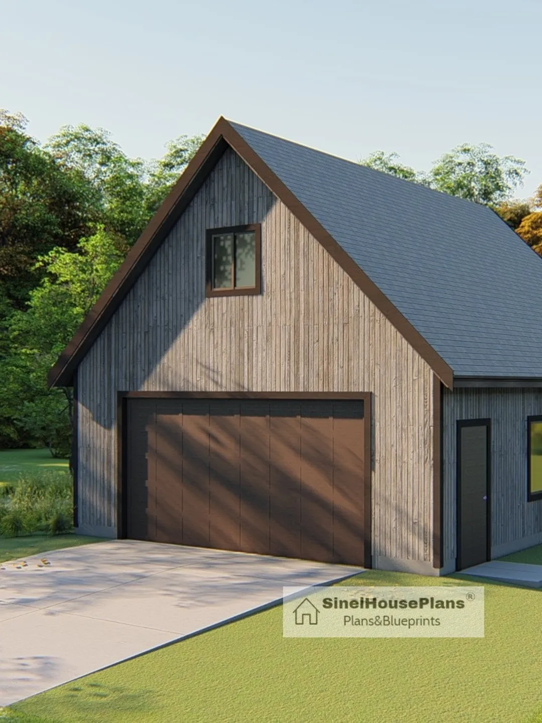 2-Car Garage Plan with Loft: 24' x 30' Building Blueprints + Material List, image size:1080x1440