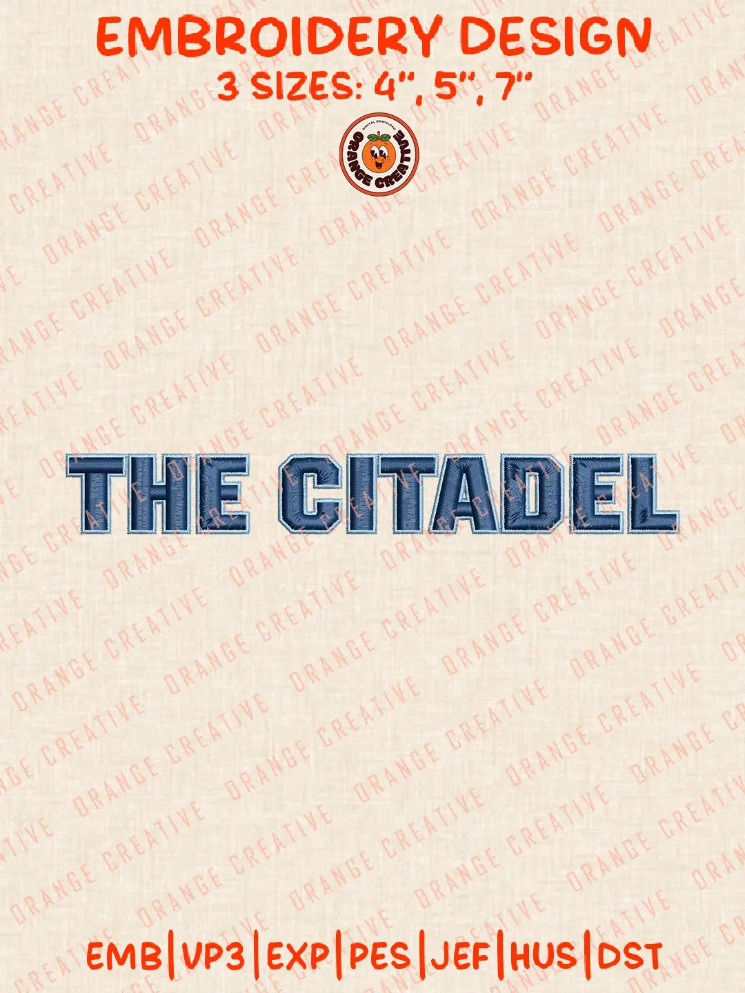 The Citadel Bulldogs Text Embroidery Design, NCAA Team Logo Embroidery Design, Machine Embroidery Design File, 4 Sizes, Digital Download