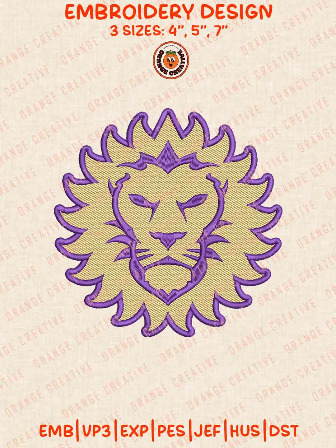 MLS Orlando City SC Mascot Logo Embroidery Files, Orlando City SC Embroidery Designs, League Soccer Machine Embroidery Files, MLS Orlando City SC Logo Machine Embroidery, 3 sizes, Digital Download