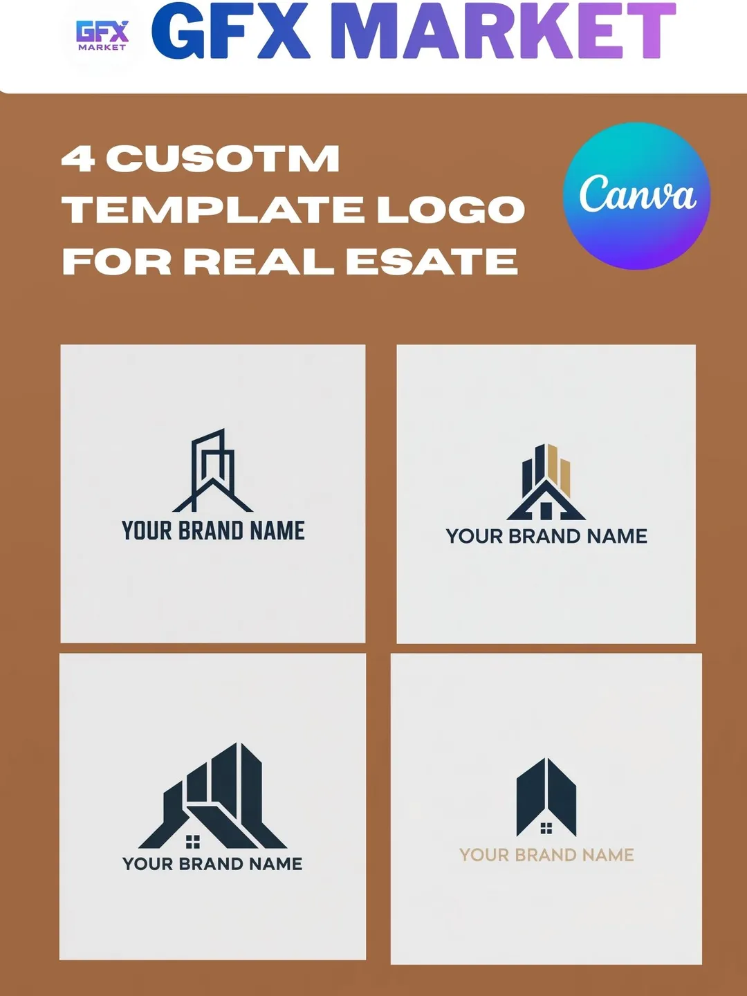 Modern Real Estate Logo Template Bundle – 4 Editable Realtor & Property ...