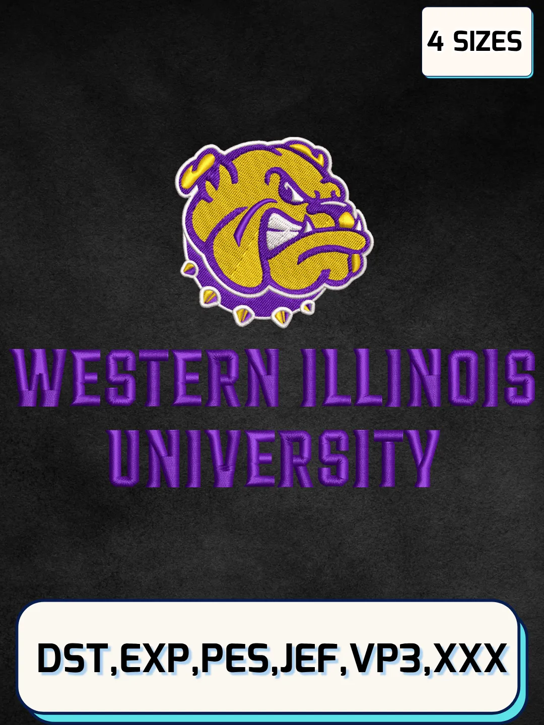 Western Illinois Leathernecks Logo Embroidery Design File,NCAA Logo Embroidery Design, Machine Embroidery Files, 4 Sizes