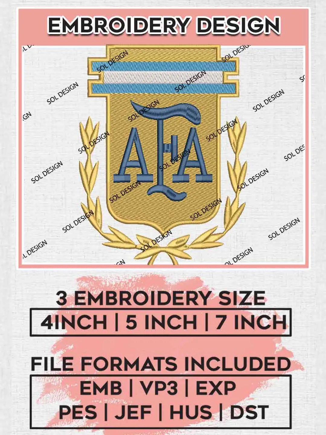 La Selección Football Team Logo Embroidery Designs, The Selection Logo Embroidery files, Argentina National Football Team, Machine embroidery designs, Digital Download