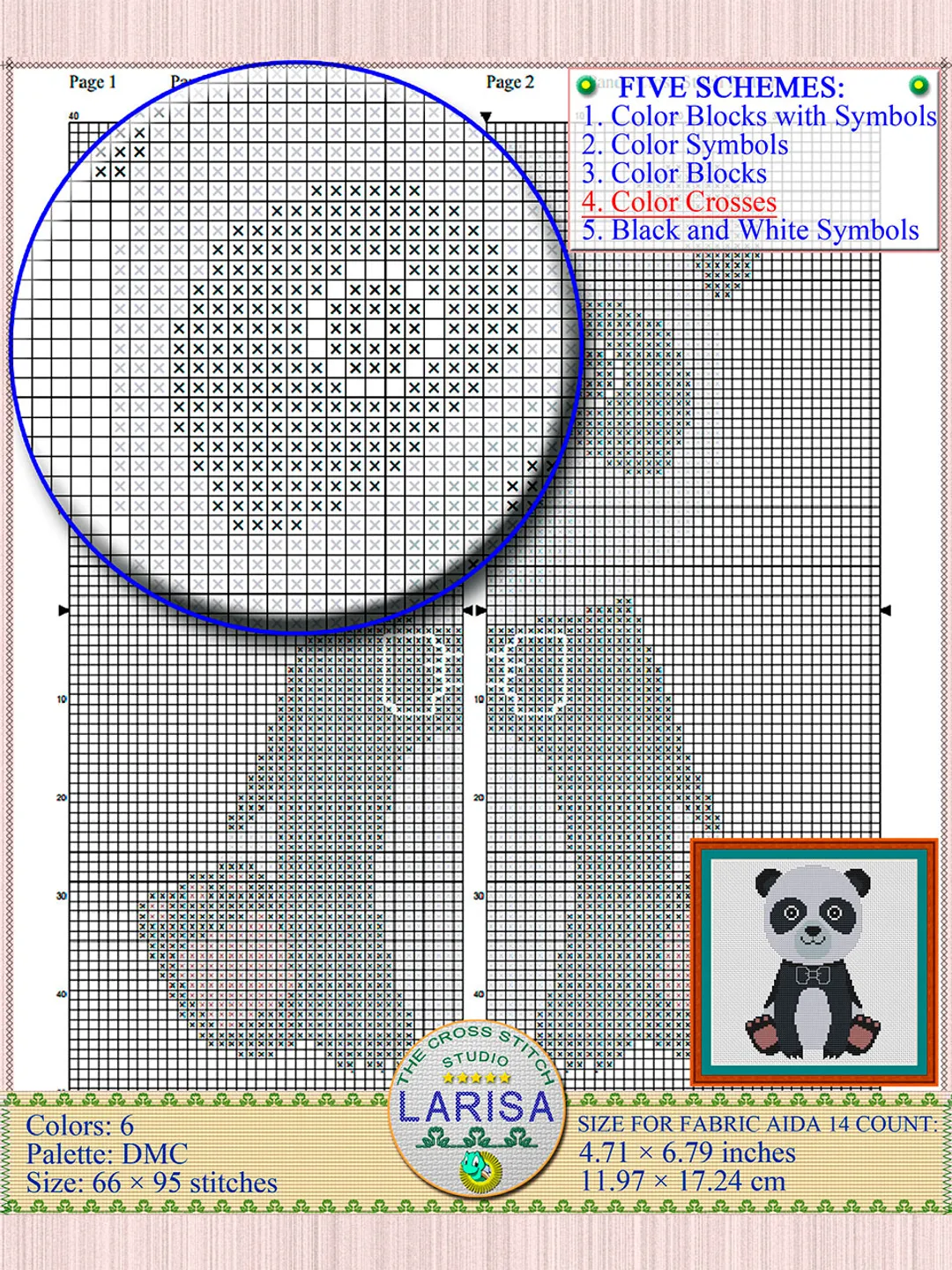 Panda Cross Stitch Pattern | Cute Panda Bear Chart