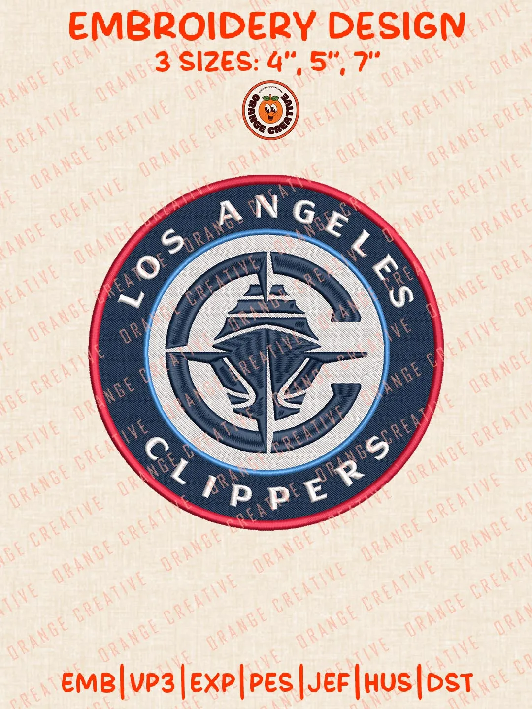 NBA Los Angles Clippers Logos Embroidery Designs, NBA LA Clippers Team Logo Embroidery Files, Machine Embroidery Design File, 4 Sizes, Custom Size, Digital Download