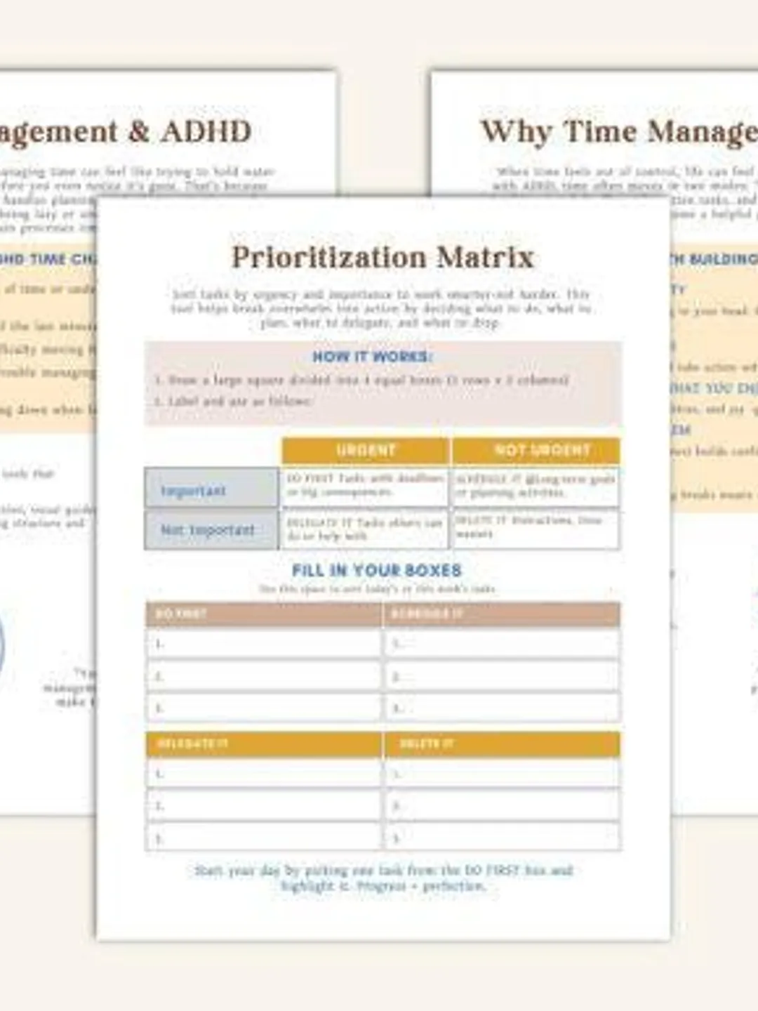 ADHD Time Management Worksheets | Planner for Focus & Productivity ...